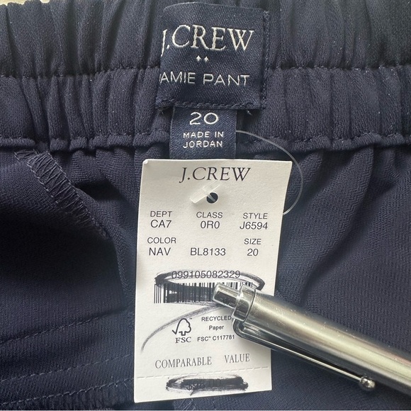 J. Crew Factory Trousers Jamie Pant Pull On Elastic Waist Navy Blue 20 NWT New - Picture 8 of 12